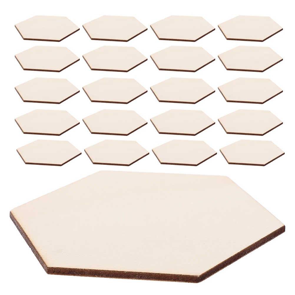 

50pcs Wooden Crafts Hexagon Panel Blank Cutouts Diy Slices Wall Decor Natural Wood Color Craft Blanks Unfinished Wood Hexagon