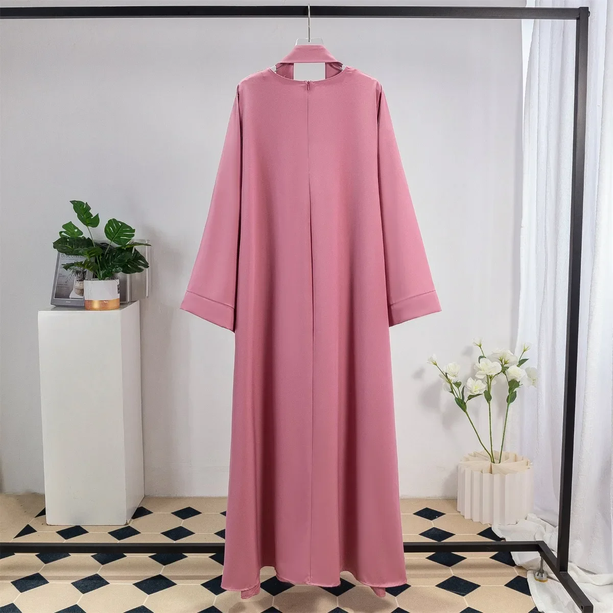 Muslim Abayas Long Maxi Prayer Dress Women Kaftans with Belt Full Sleeve Islamic Clothing Women Jilbabs Ramadan Dresses