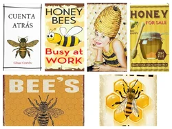 Honey For Sale Tin Sign Art Wall Decoration,Vintage Aluminum Retro Metal Sign,Honey for Sale, Bees Decoration And Sales Signs