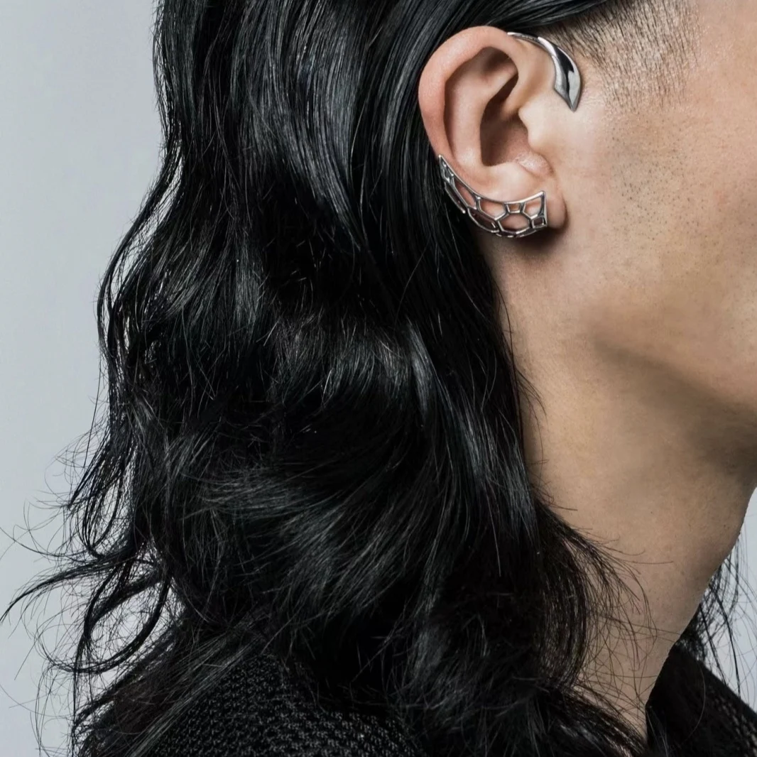 CyberPunk Hollow Ear Hook Stud Earrings Design Ear Bones Clip Personality Fashion Ear for Women Men girls Jewelry Gift