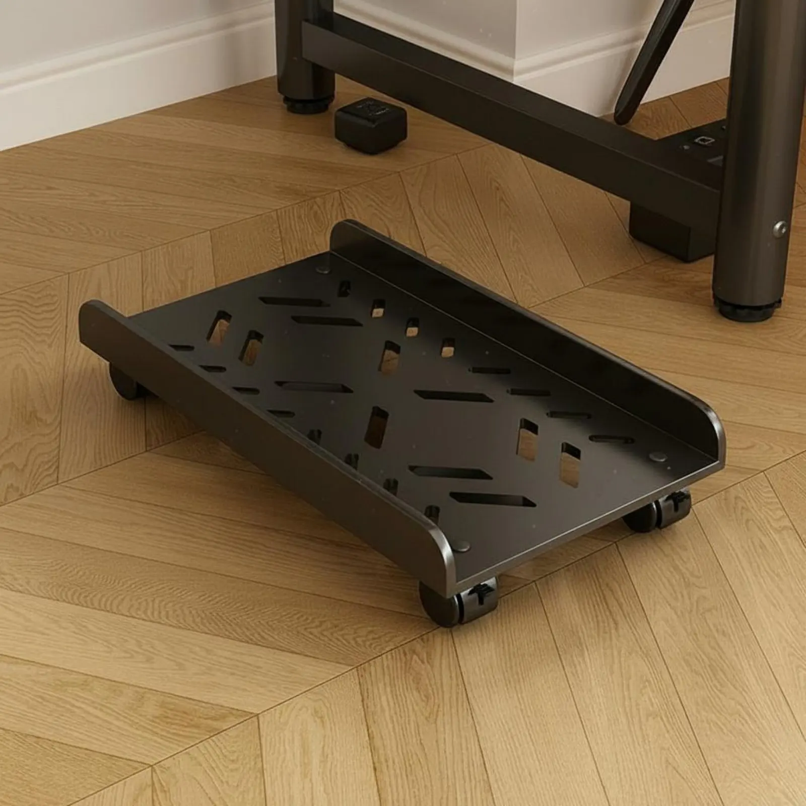 Mobile PC Case Cart Lockable Casters PC Floor Cart with Wheels Adjustable Computer Computer Case Stand Sturdy-Duty Rolling