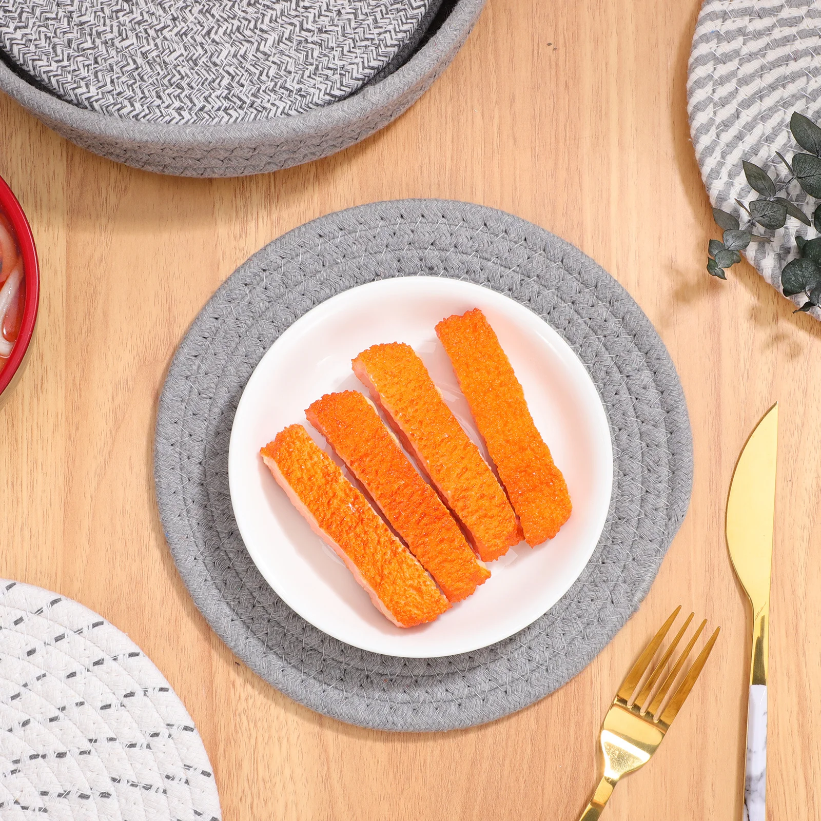 

High Temperature Pot Holder Round Placemats 20cm Cotton Hot Pads Kitchen Countertops Non Slip Heat Resistant Tabletop Mat Trivet