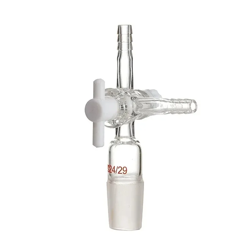 Glass Three-way Piston Exhaust Connector with PTFE Piston Valve Tetrafluoroethylene Adapter Throttle T-shaped Suction