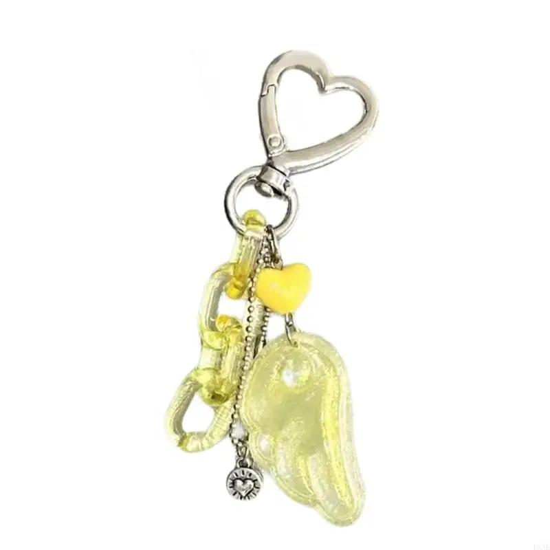  Stylish Wing Heart Charm Beaded Keychain Gift Decoration For Keys Bags
