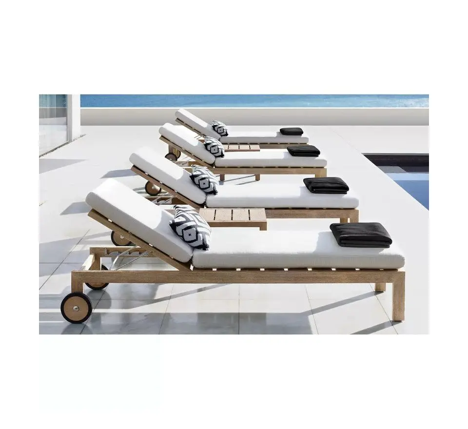 

jd-High Quality Wood Sunbed Beach Chair Modern Outdoor Garden Chaise Lounger Furniture Patio Sun Lounge！