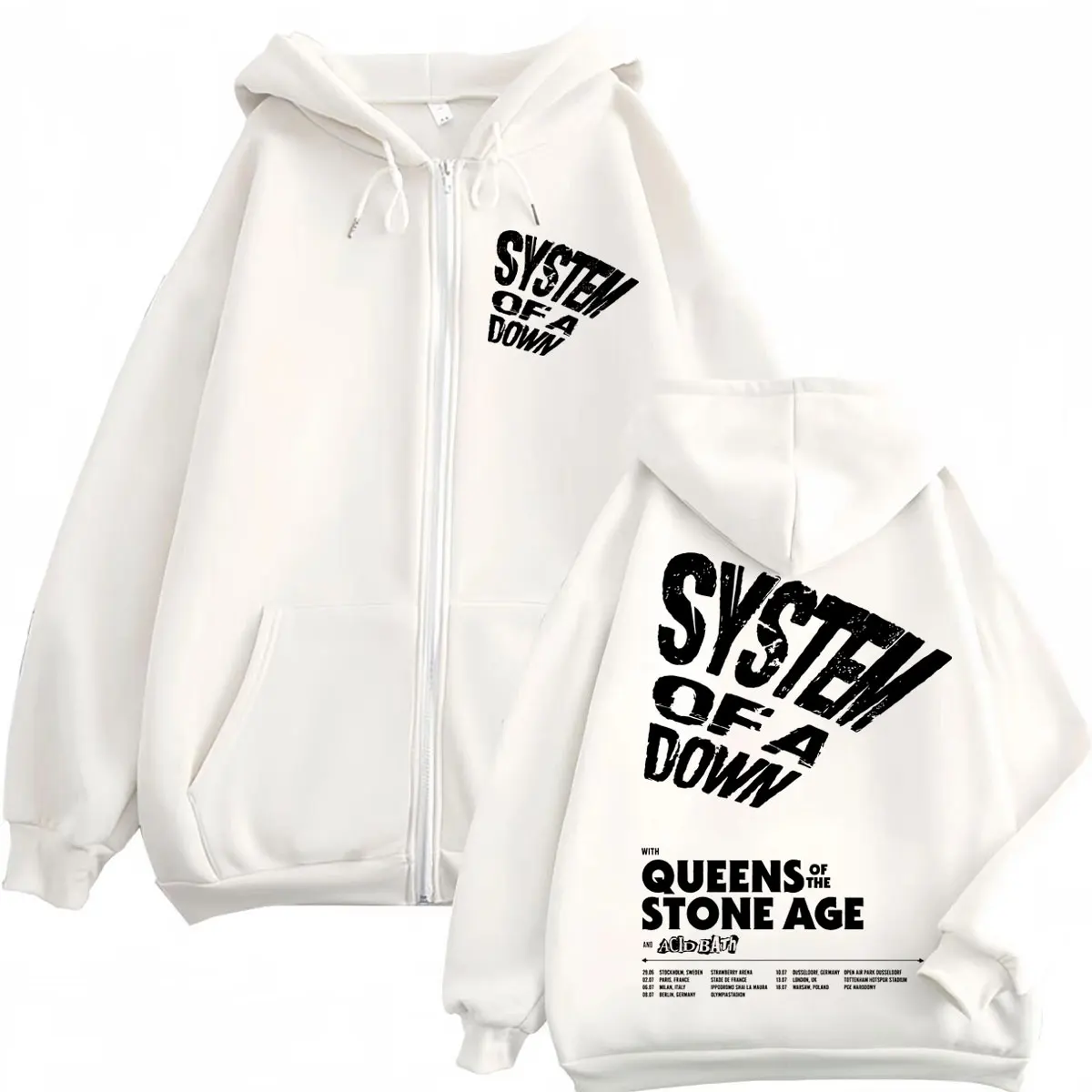 System of A Down Tour 2026 Zipper Hoodies Men Women Clothing Rock Fashion Zip Up Sweatshirts High Quality Fleece Loose Pullovers