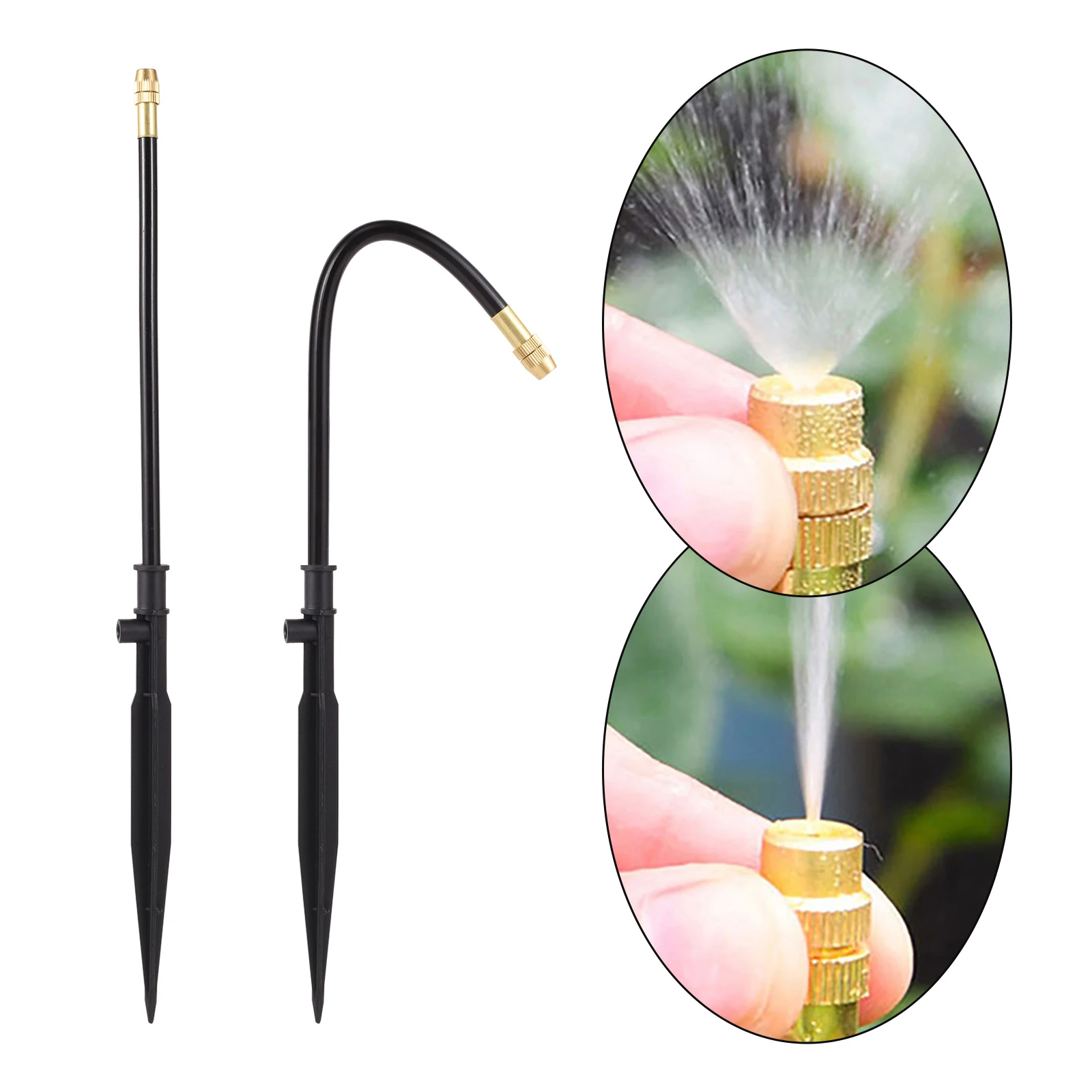 10 Sets Free Bend Misting Nozzle with Bracket Fog Sprinkler Cooling Irrigation Landscape Sprayer Lawn Flower Vegetable Watering