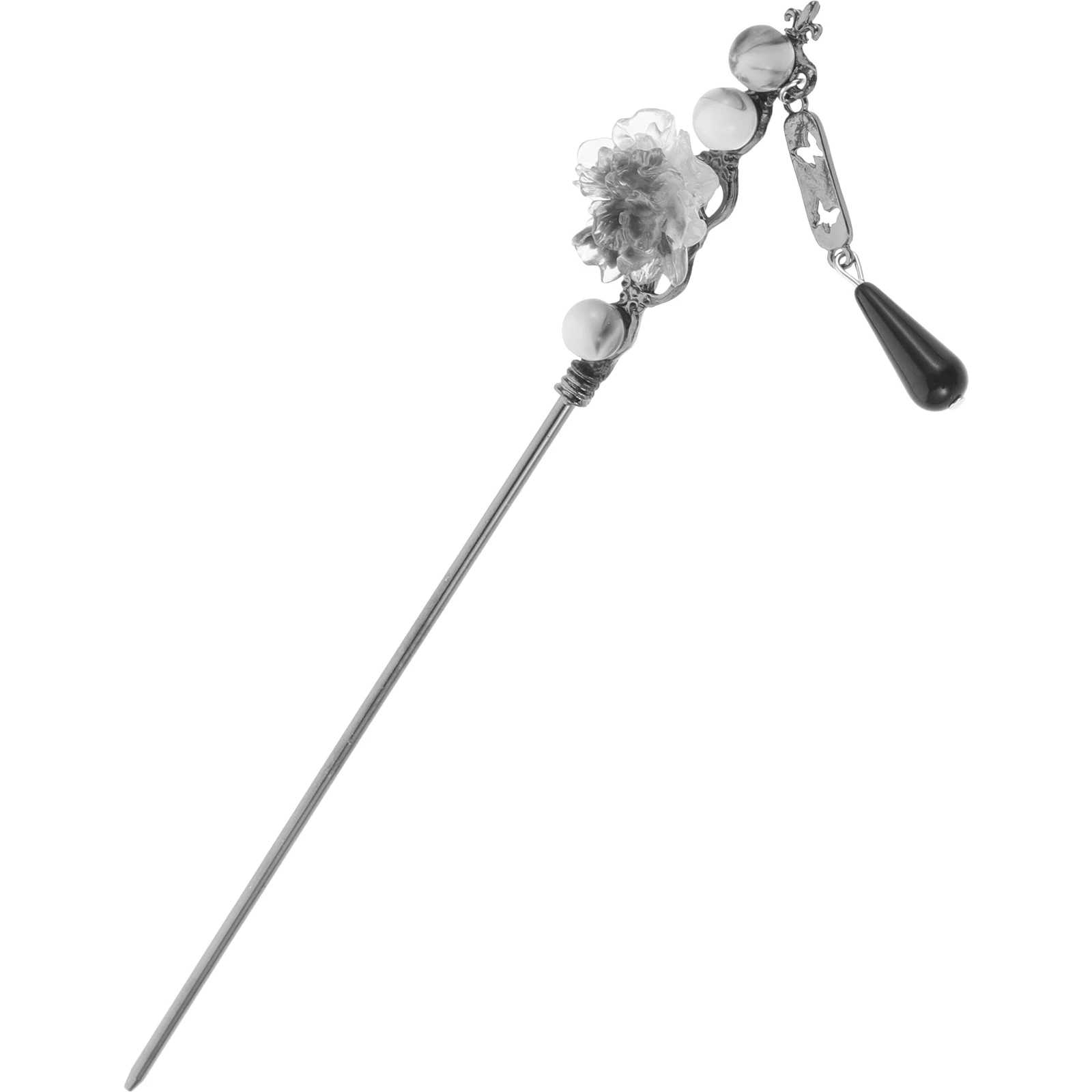 

Ancient Style Ink Flower Tassel Hairpin Retro Accessories Women Hair Bun Stick Durable Fine Texture Suitable Parties Cosplay