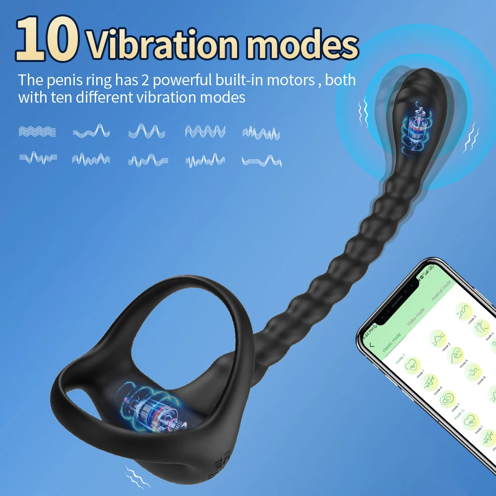 APP Remote Penis Ring Anal Plug Vibrators For Men Cock Ring Delay Exerciser Prostate Stimulator Massager Adult Sex Toys for Men