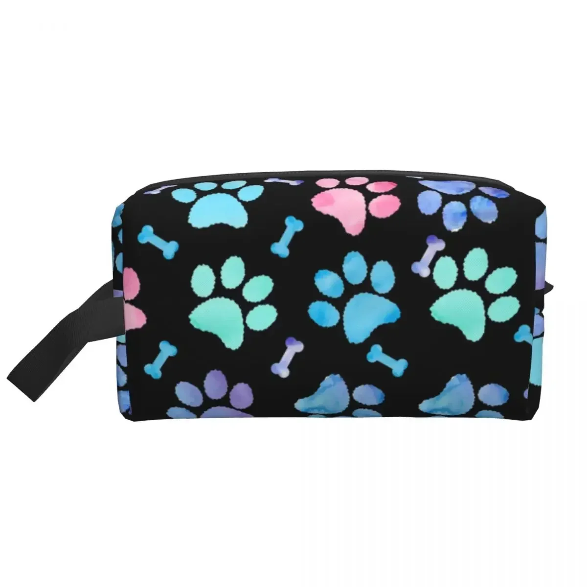 Paw Print Dog Watercolor Pattern Travel Cosmetic Bag Women Akita Makeup Toiletry Organizer Ladies Beauty Storage Dopp Kit