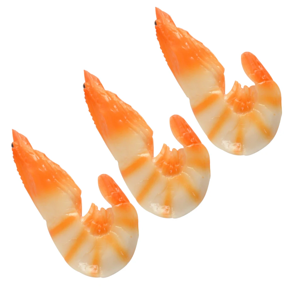 

3pcs Simulated Ice Shrimp Decorations Realistic Fake Food For Restaurant Display Party Kitchen Decor Photo Prop