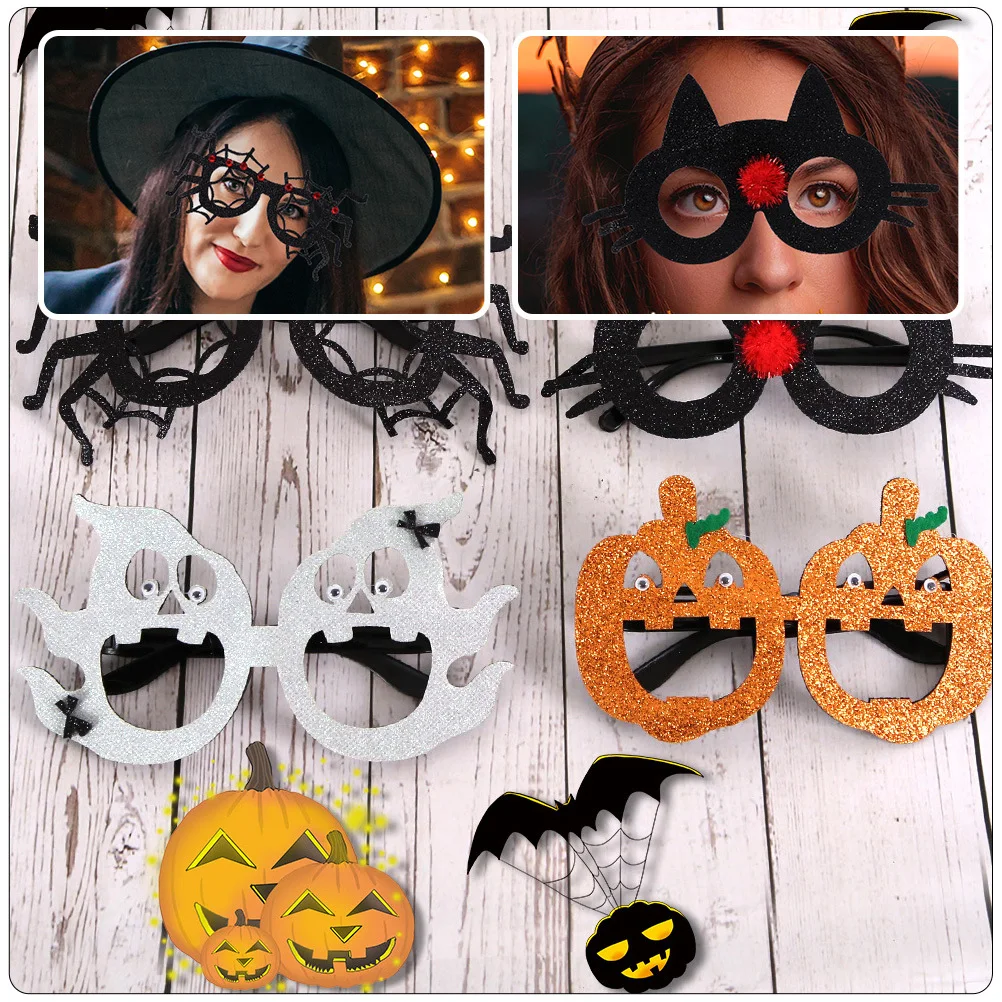 4 قطع من النظارات المزخرفة للهالوين، دعائم الحفلات الإبداعية، إكسسوارات تنكرية خفيفة الوزن، نظارات مضحكة