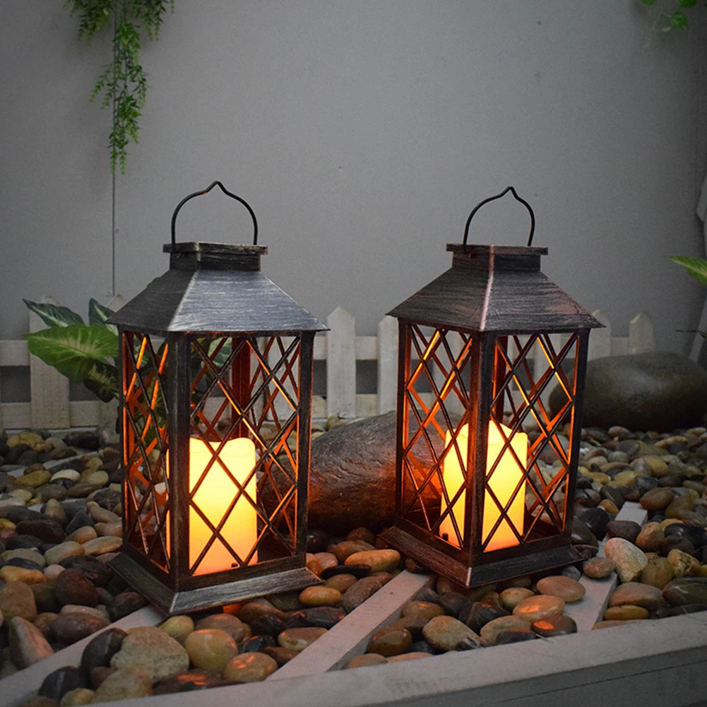 Solar LED Hanging Light Outdoor Garden Lantern Shape Ornament Backyard Porch Terrace Lawn Decoration Art Sculpture