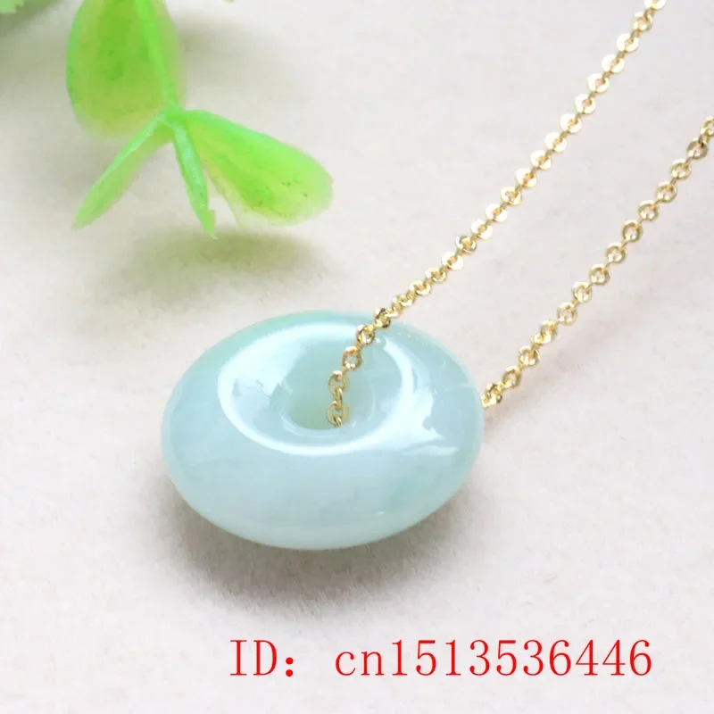 925 silver Natural Emerald Jadeite doughnut Bead Pendant Necklace Charm Jewellery Fashion Accessories Hand-Carved Woman Amulet