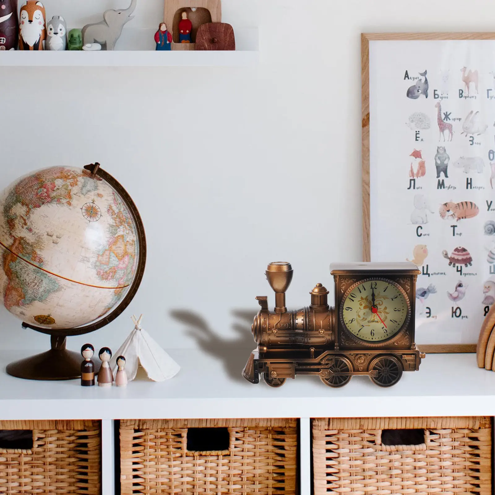 Fotografia 6: Relógio Criativo de Mesa com Design de Motor de Trem, Números Claros e Alarme para Decoração de Quarto e Sala de Estar