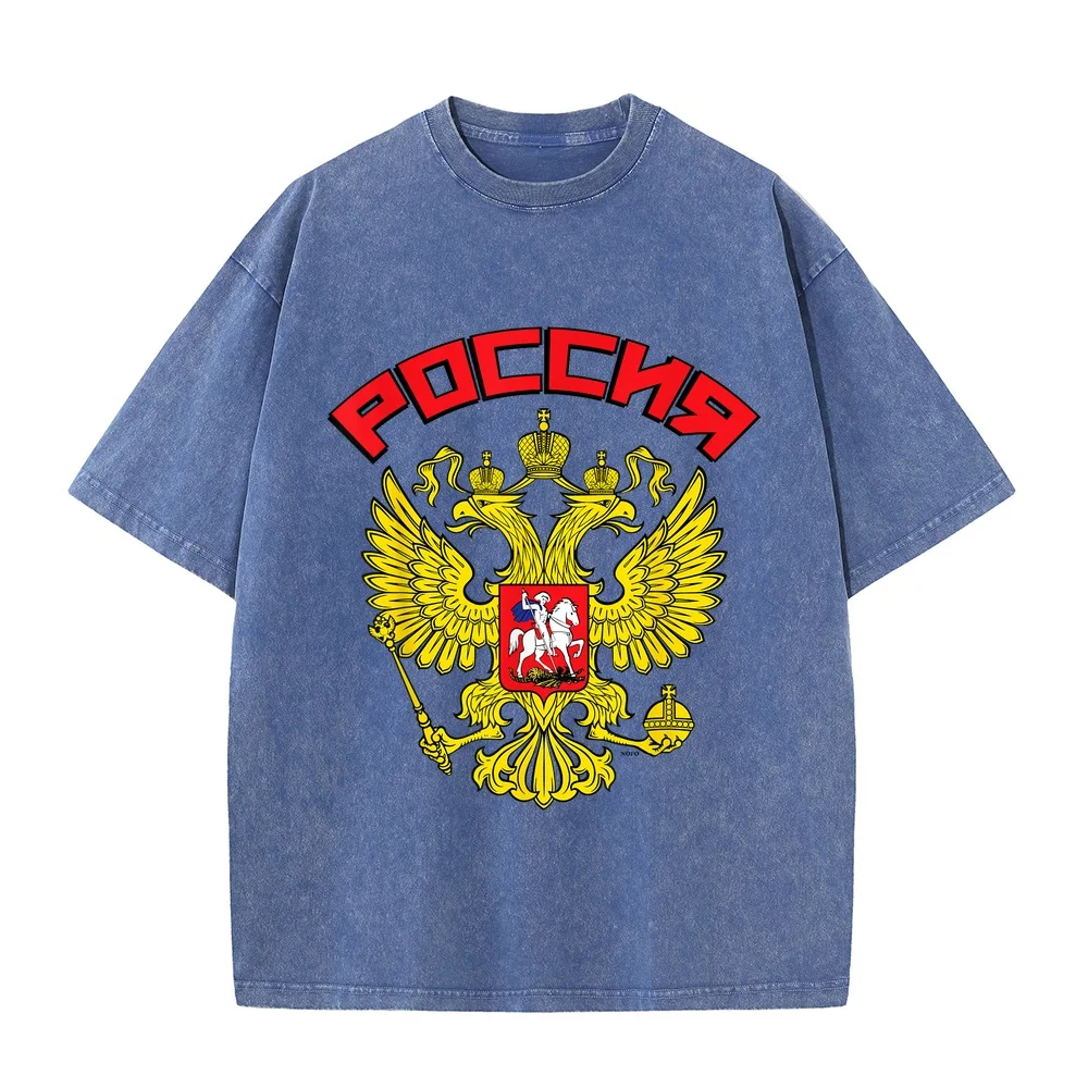 Russian Double Headed Eagle Russia Coat of Arms T-Shirt Streetwear Tシャツ メンズ New In Tops And T-Shirts Short Sleeve Clothing