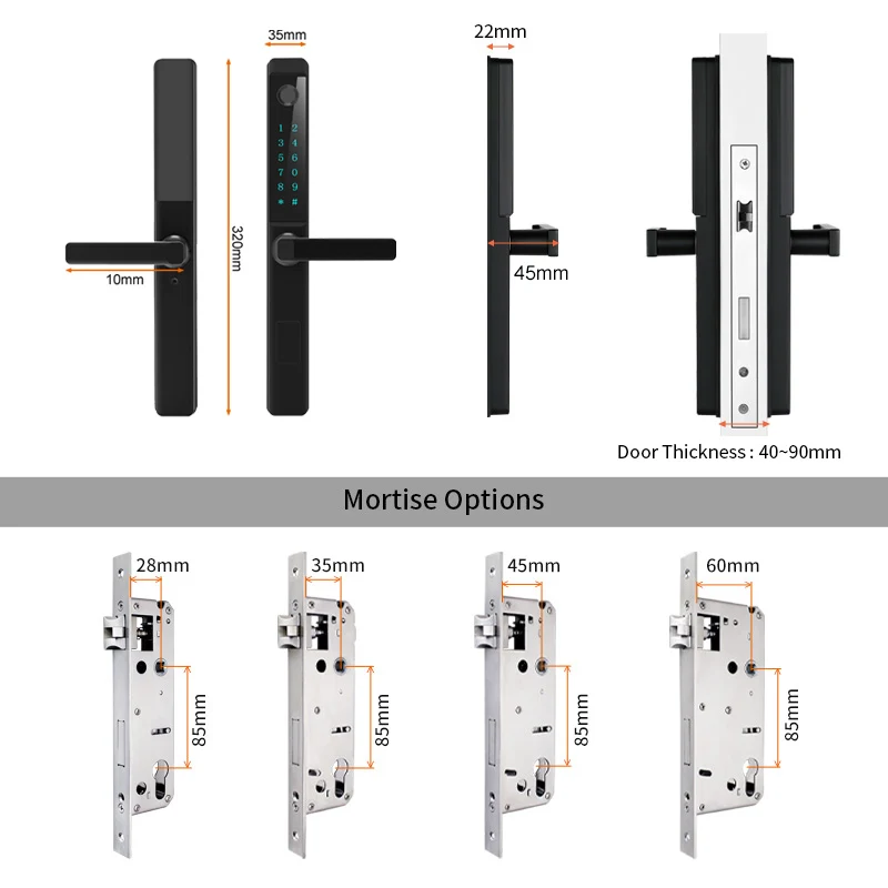 Dedo elétrico impressão digital biométrica senha porta fechadura, TTlock impermeável, Smart Home