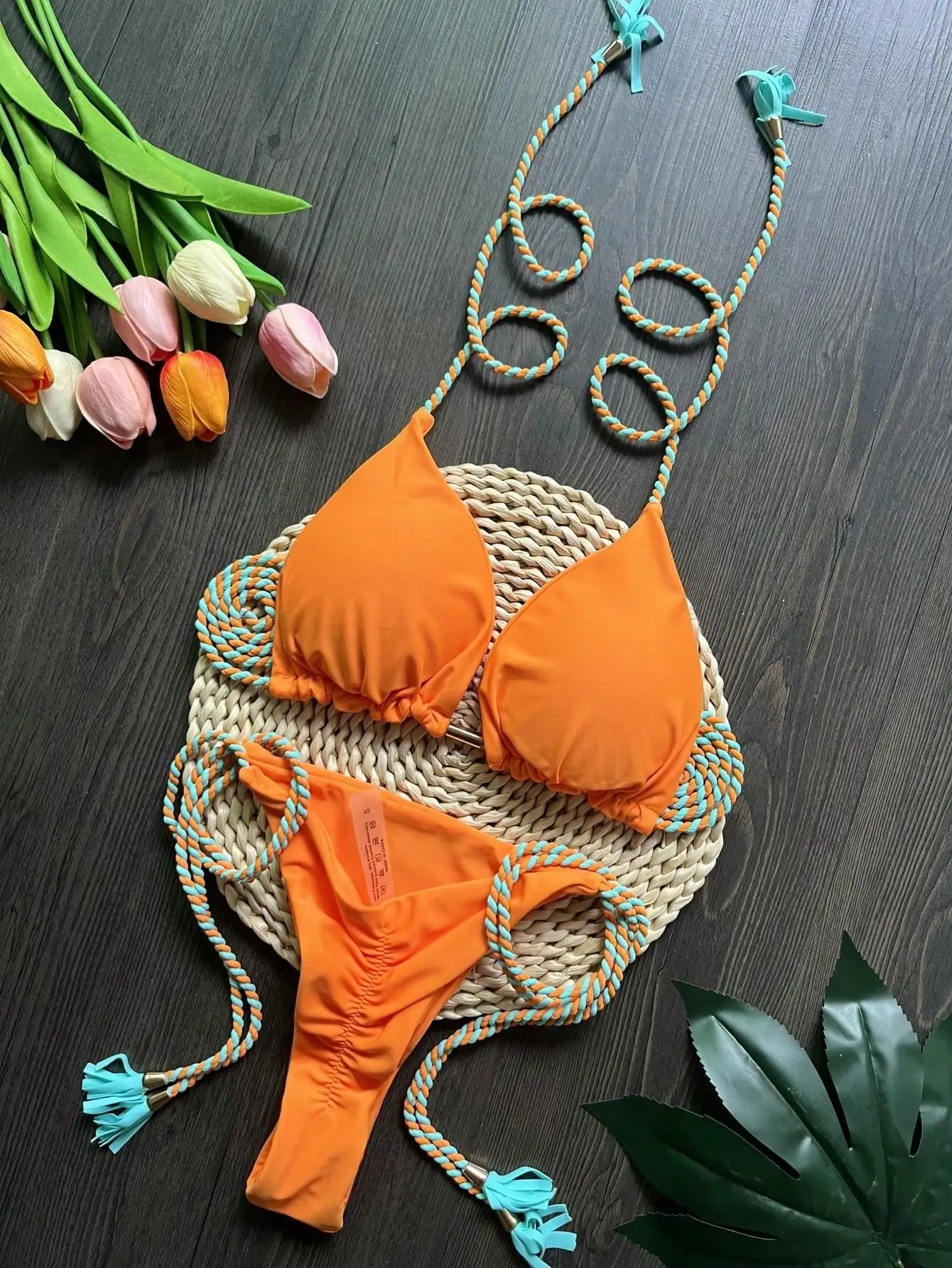 RUOTONSEPT 2024 New Sexy Women's Swimsuit Braiding rope Bikinis Set Two-piece Triangle Swimwear Bathing Suit Brazilian Biquinis