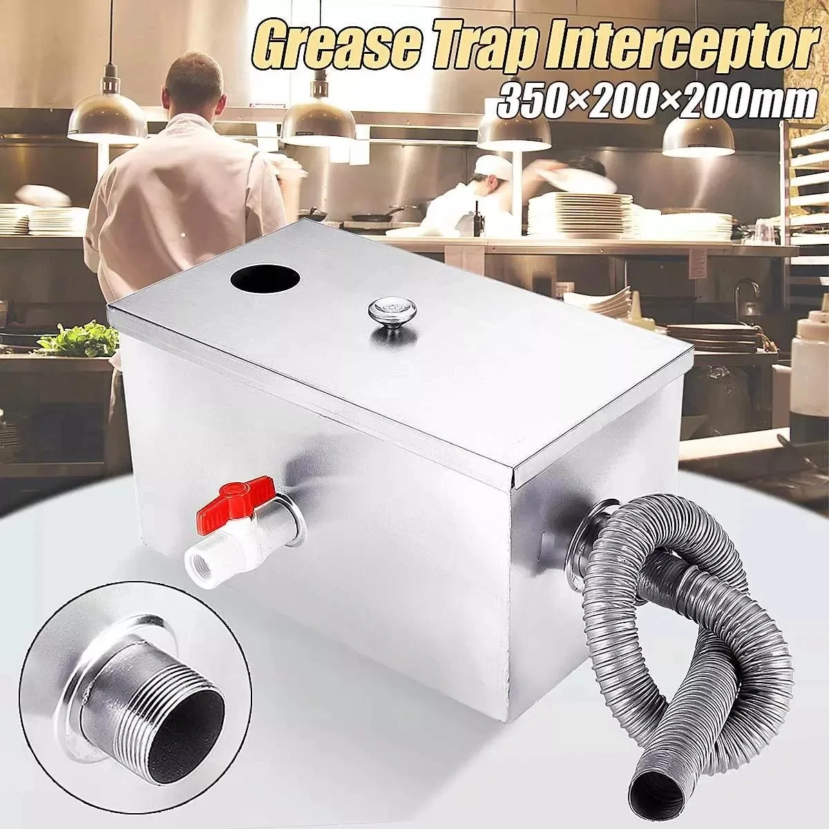 

Stainless Steel 8LB Grease Trap Interceptor Oil Water Separator for Restaurant Kitchen Waste Wa-ter Treatment Tools