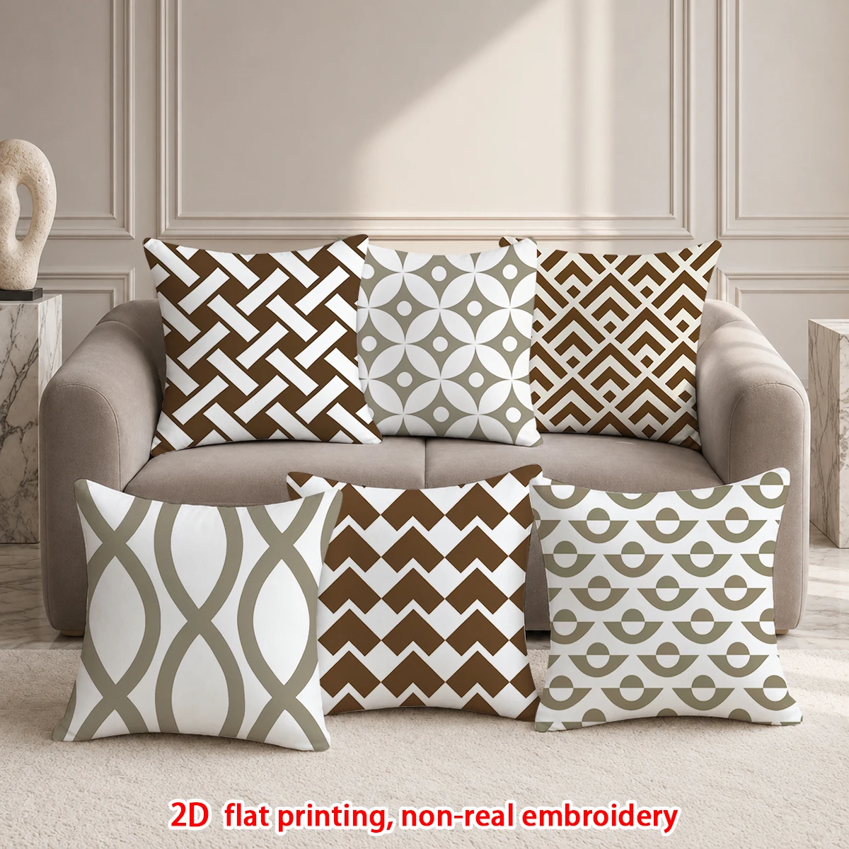 1pc  Set of 6 Geometric Pattern Throw Pillow Covers, Neutral Tone Modern Decorative Cushion Cases for Sofa Bedroom Living Room