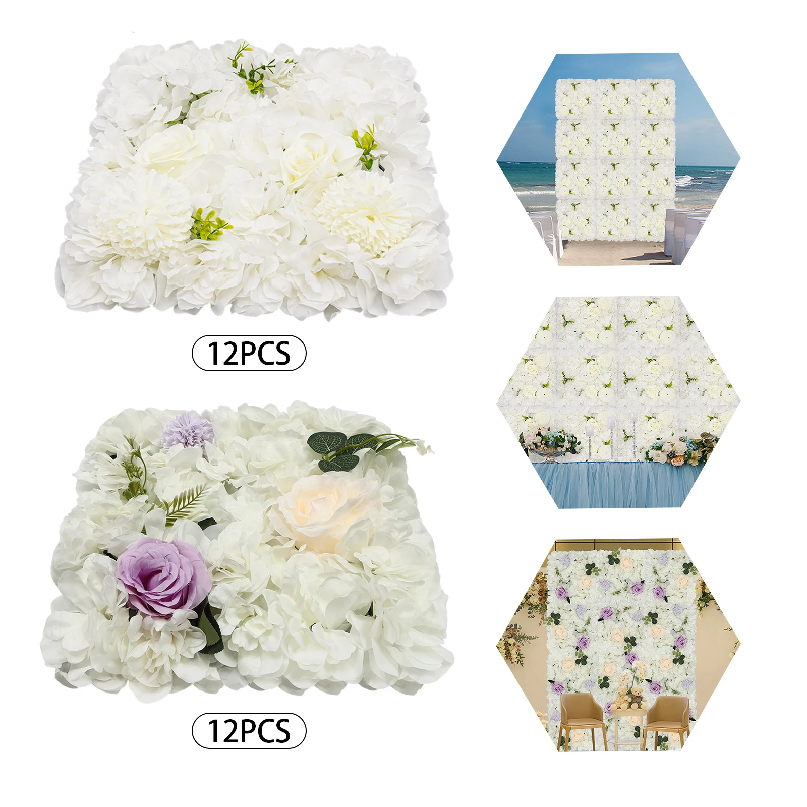 12-Piece Artificial Flower Wall Panels, 3D Dahlia & Rose, Privacy Screen, Easy DIY Garden Decor