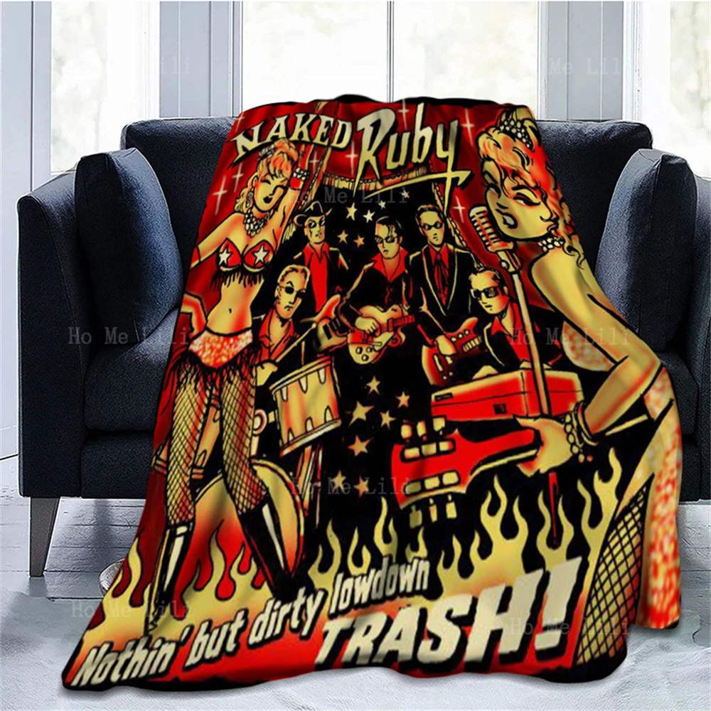 Rock Music From The Southeastern United States Retro Cowgirl Skeleton Lady Poster Flannel Blanket