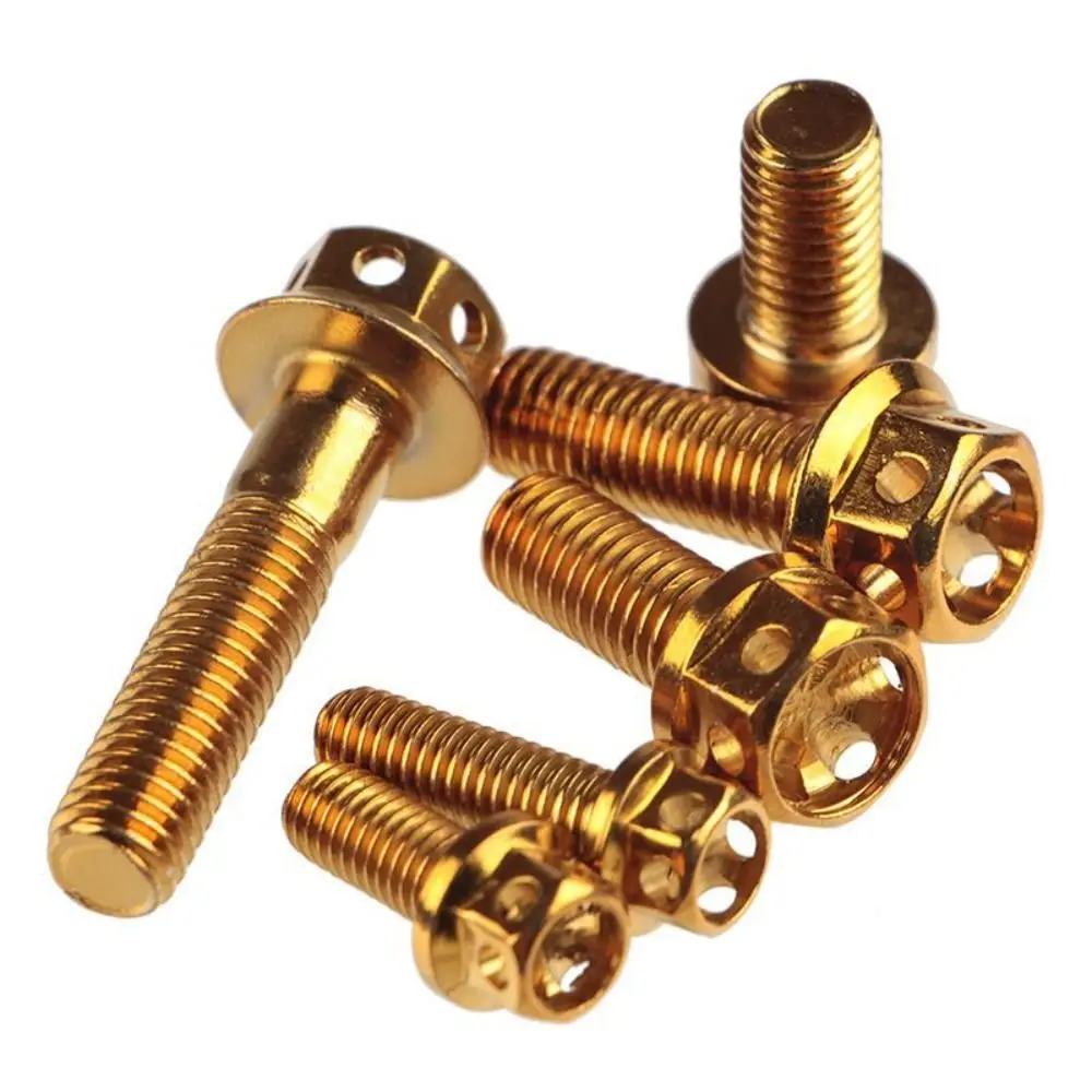High Quality M6 M8 Titanium Bolt 10/15/20/25/30/35/40/45/50/60 Gold Hex Head Screws With Drilled Holes Hex Head Bolts Motorcycle