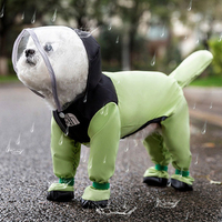 Pet Hooded Raincoat Clashing Color Footed Dog Rain Poncho Four Legged Tractable All Inclusive Teddy Rainy Day Travel Clothes
