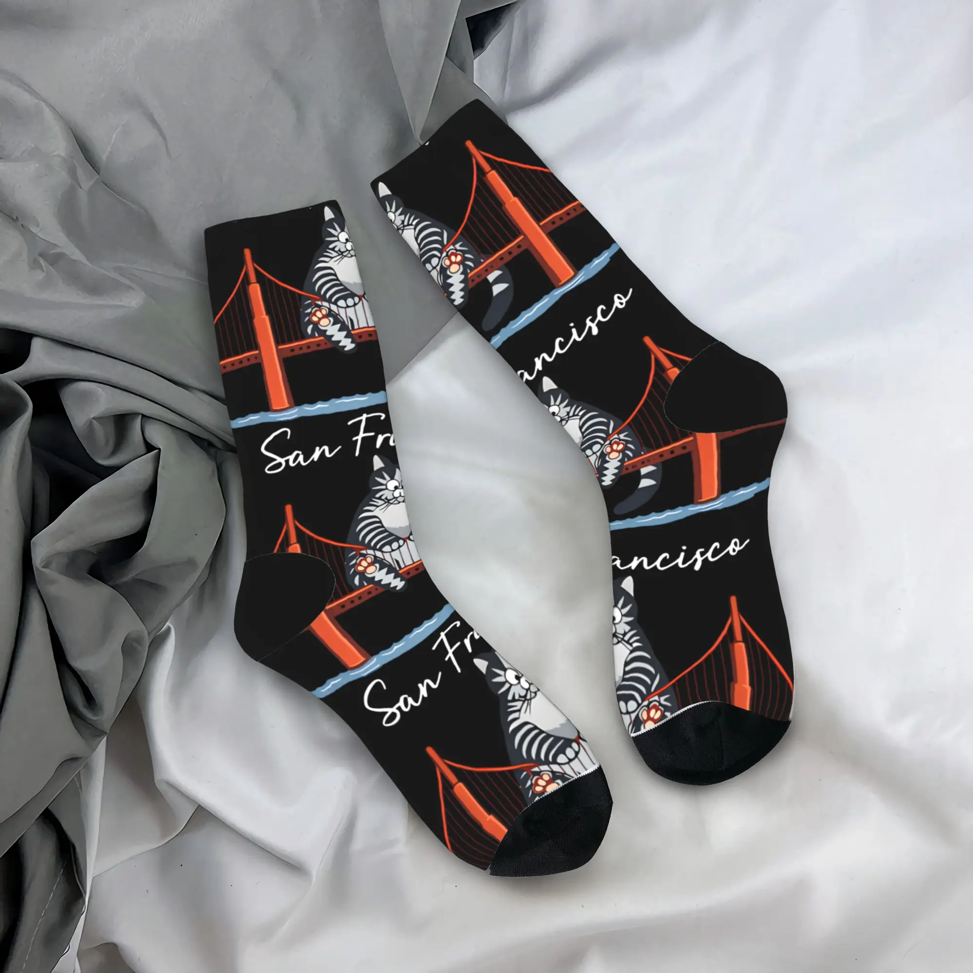 Ryan Gosling Cat Golden Gate Bridge Hail Mary Project Socks Winter Stockings Fashion Men Warm Soft Socks  Cycling Non-Slip Socks