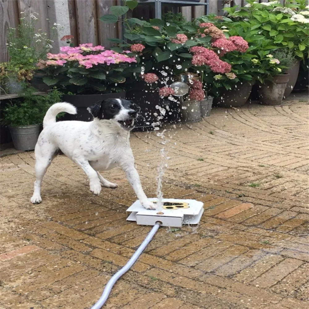 Outdoor Automatic Dog Water Fountain Pedal-lift Dog Drinking Feeder Stainless Steel Pets Step On Plate Pet Toy For Drinki