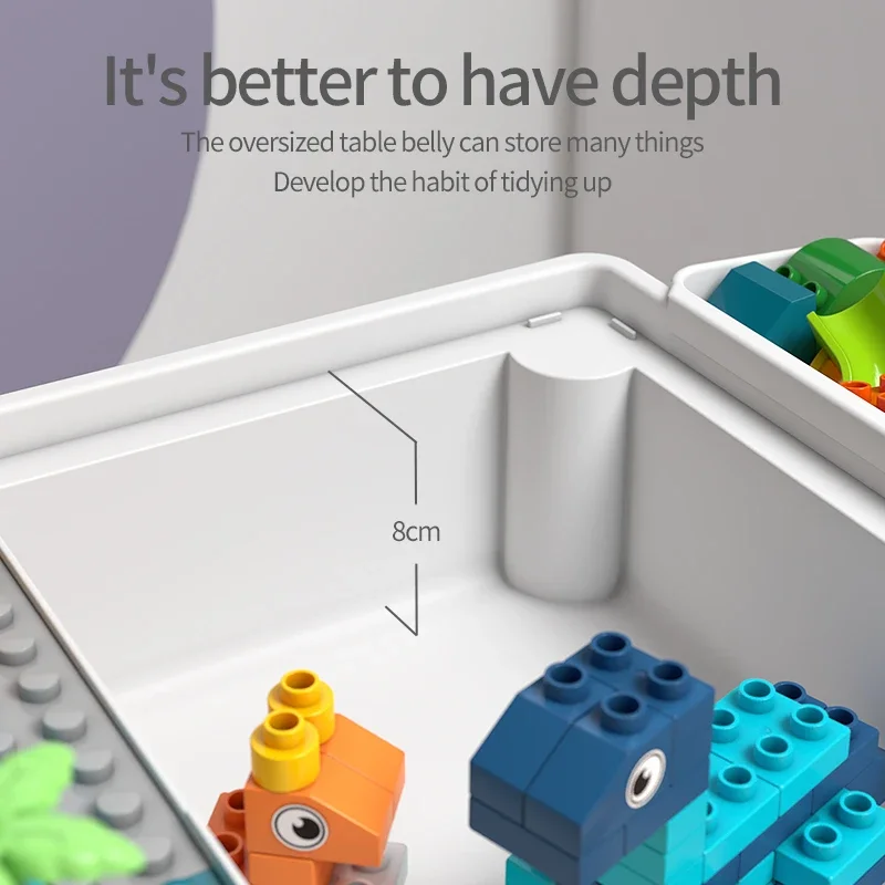 نشاط للأطفال على الوجهين مع مساحة تخزين كبيرة لبنات البناء 6 في 1 طاولة أكل مائية متعددة اللعب للأطفال الصغار #6