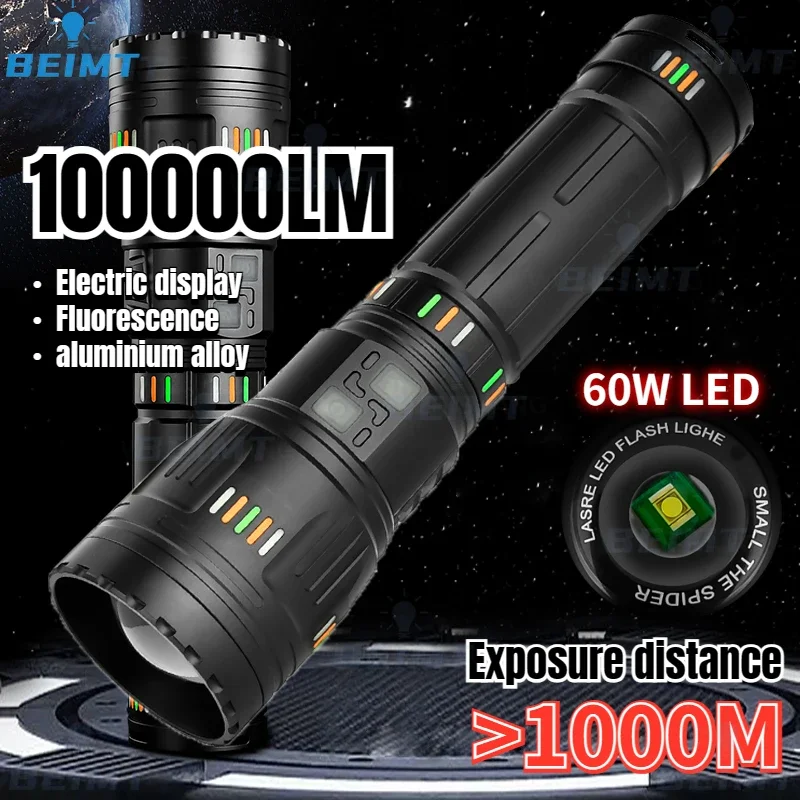 

9990000LM 600W LED EDC Flashlights Portable Rechargeable Torch Outdoor IPX65 Waterproof Hiking Camping Emergency Work Light