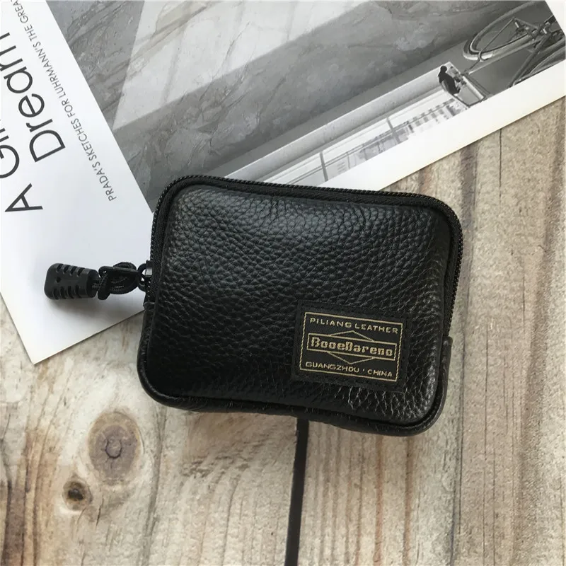 Casual Zipper Short Wallet Male Genuine Leather Purse Card Holder Wallet Fashion Mini Clutch Bag 2023 New