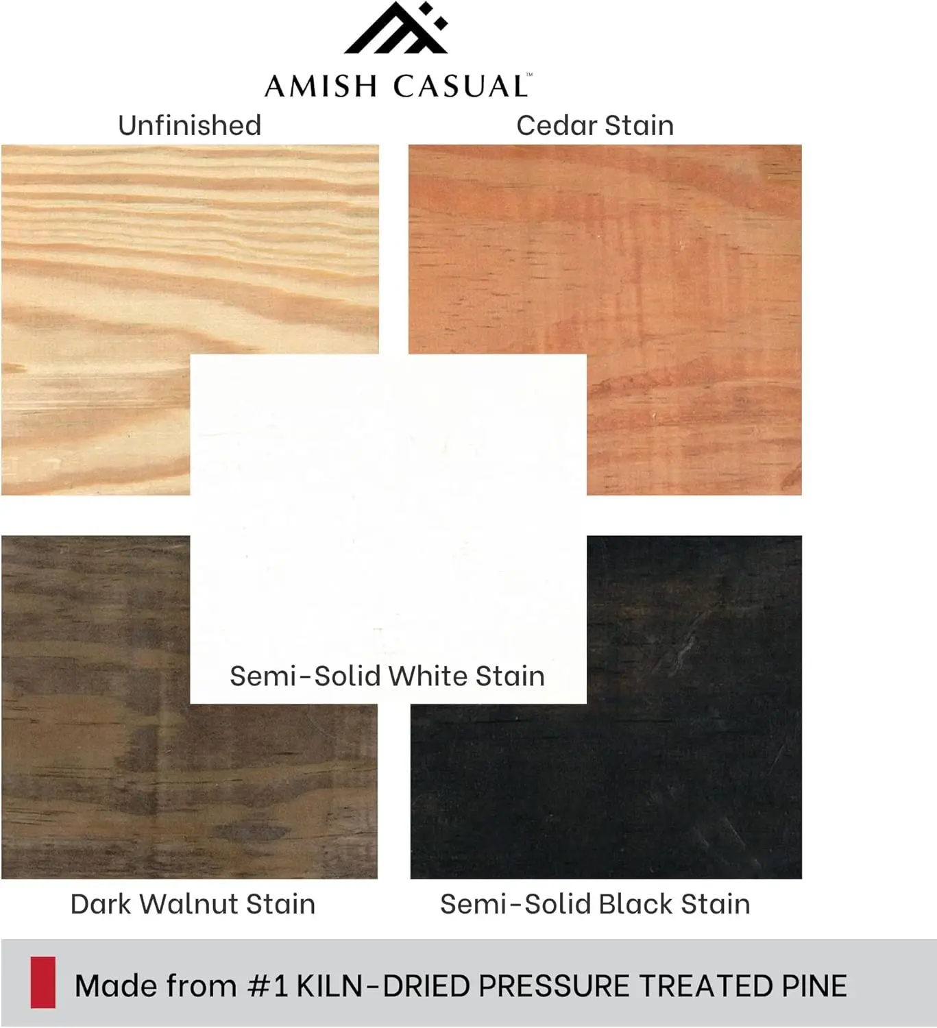 Amish Casual 4-футовые подстаканники для крыльца с полутвердыми белыми пятнами Amish, сделано в США, из обработанной сосны, 700 фунтов.