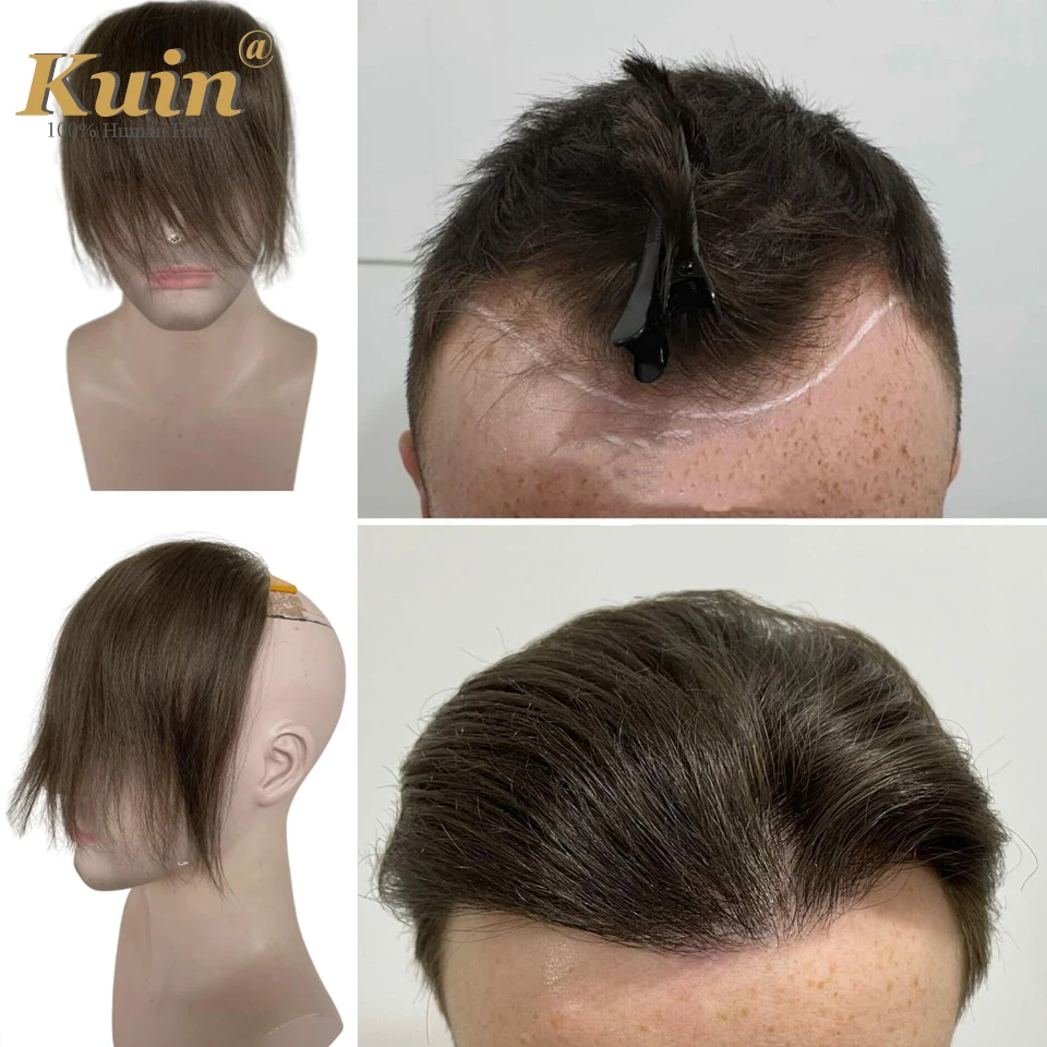 

Коричневый прямой мужской парик, прочный V-образный стиль, фронтальная линия роста волос для мужчин, 6 дюймов, человеческие волосы, ультратонкая кожа, мужской капиллярный протез из искусственной кожи