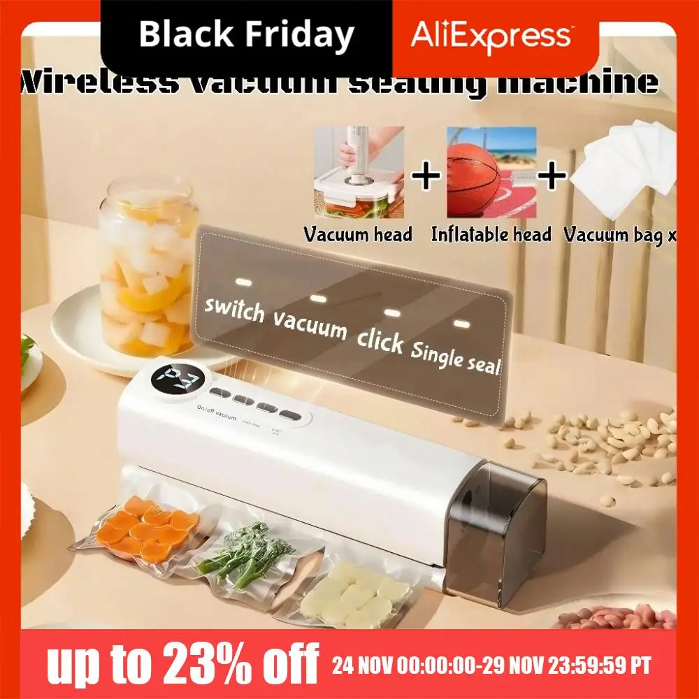 

Ручной автоматический вакуумный упаковщик с зарядкой через USB, пластиковая беспроводная вакуумная упаковочная машина, компактная с сильным всасыванием