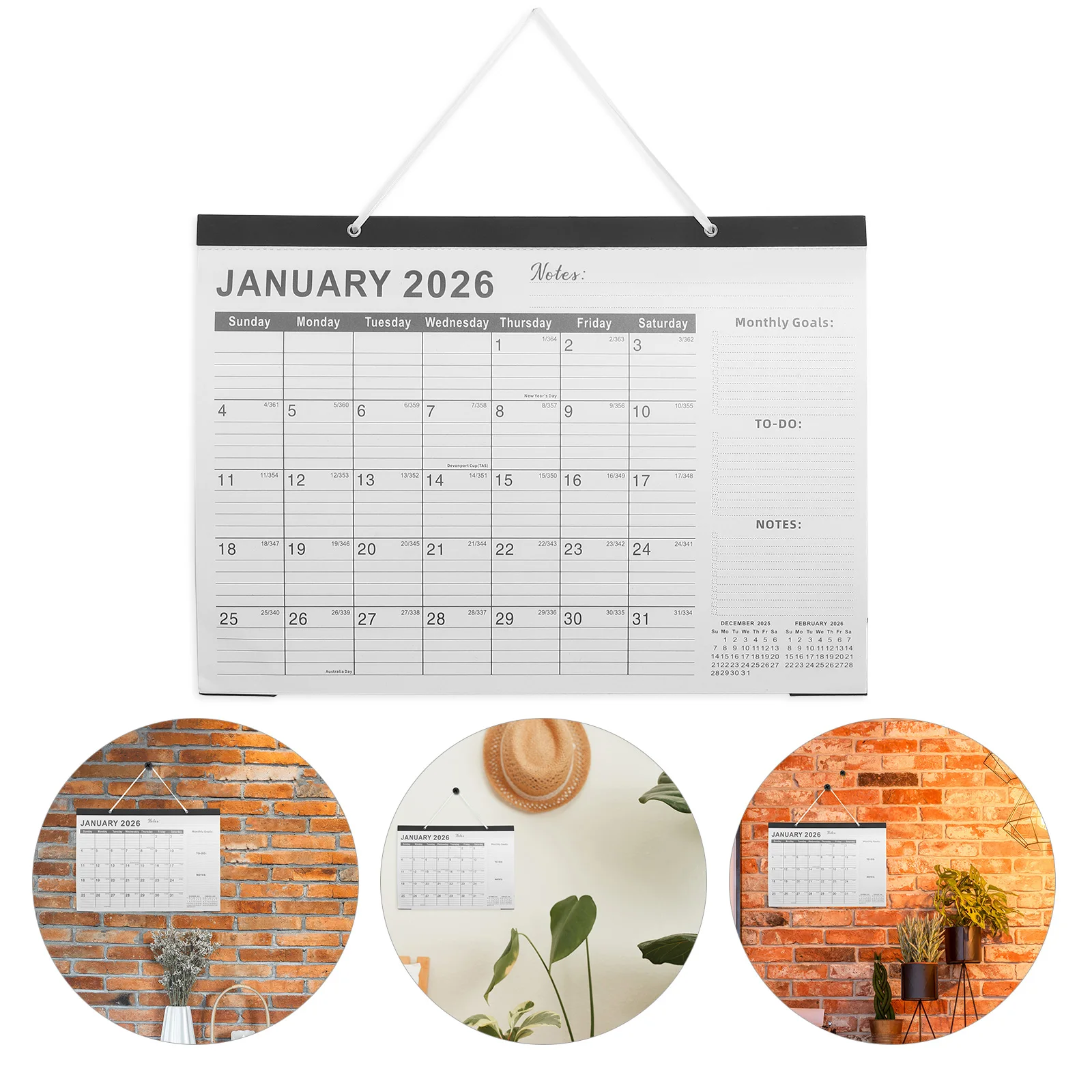 

Floral 18 Month Wall Calendar 2026 Thick Paper Large Holiday Included Wall Planner for Home Office Decorative