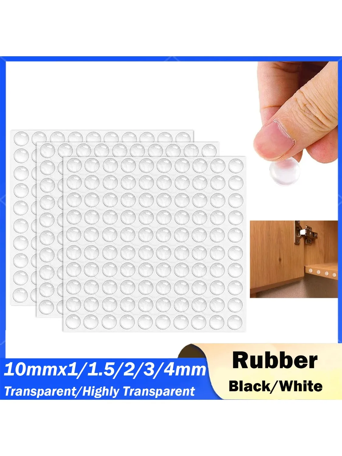 100Pcs Self Adhesive Round Silicone Rubber Bumpers Soft Transparent Black Anti Slip Shock Absorber Feet Pads Damper 10mm