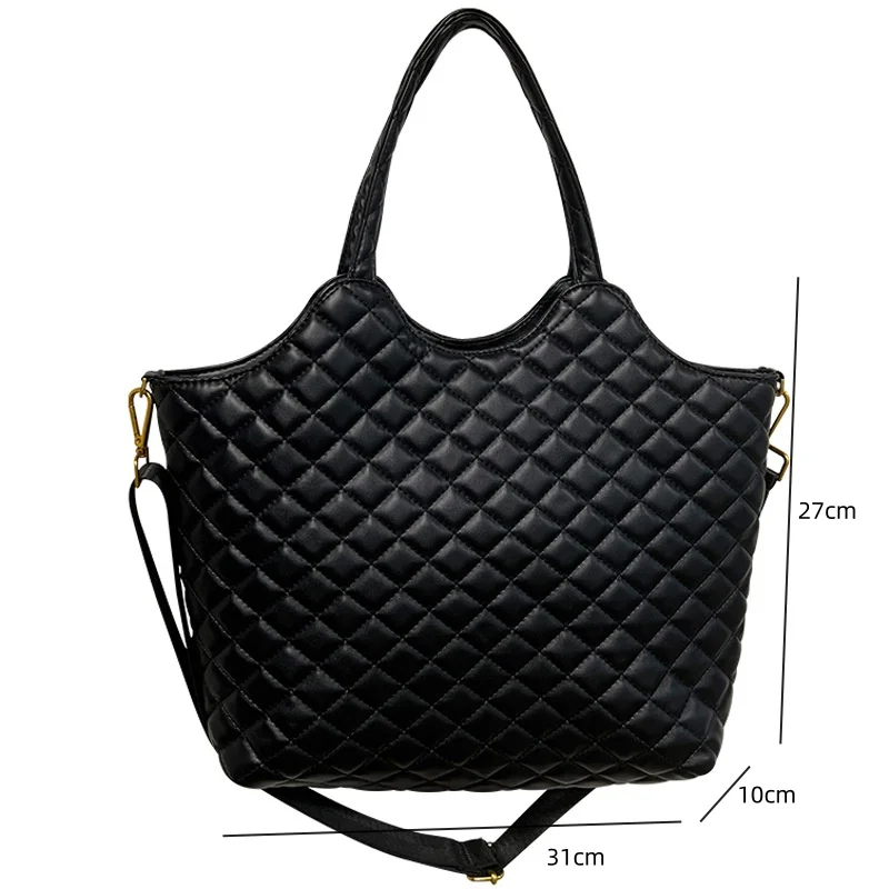 Tote Bags New Women Fashion Shoulder Bags Black Diamond Lattice Soft High Capacity Leisure Versatile Lady Trend Crossbody Bags