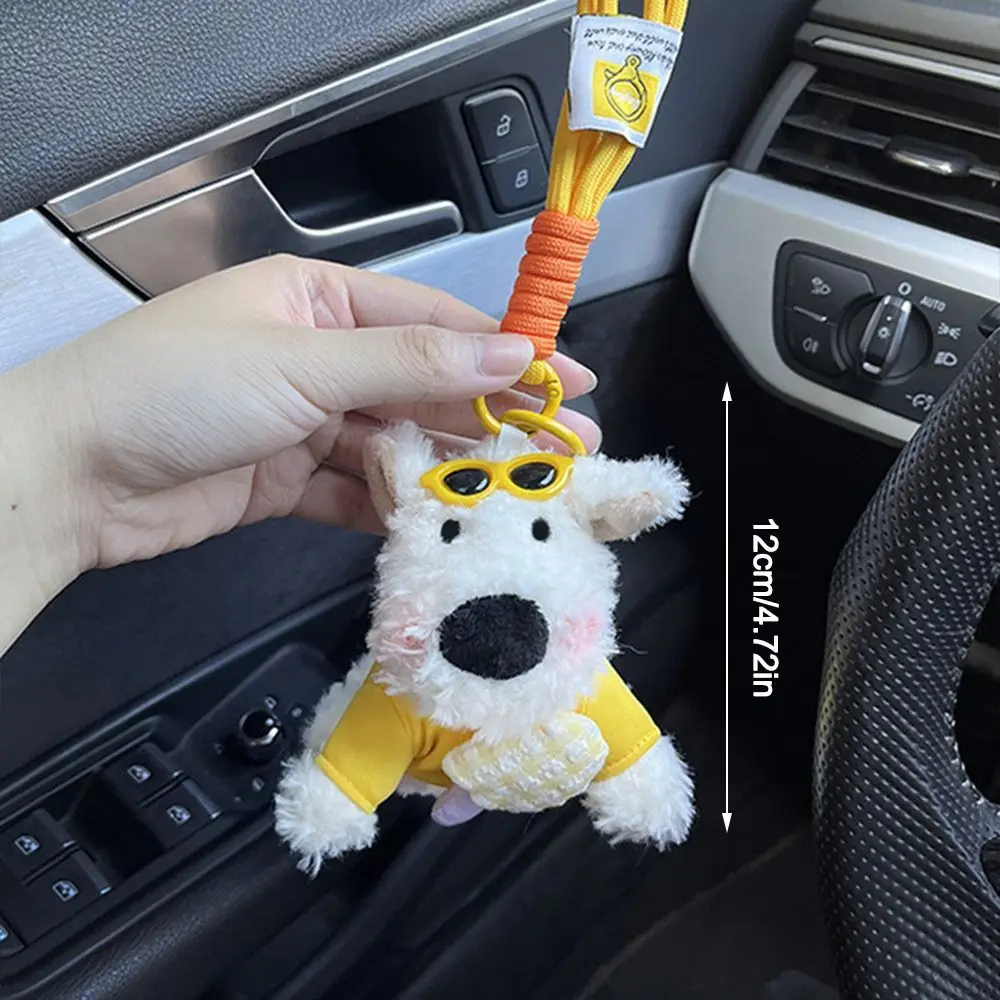 Criativo Plush West Highland Dog Keychain Ornamento de suspensão dos desenhos animados Pingente de saco Chaveiro do carro Acessórios para sacos Presentes para casal