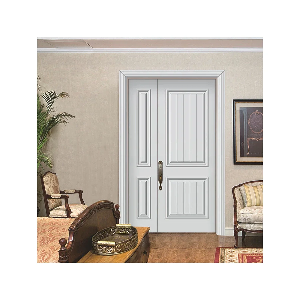 &R*Good Quality Modern Unequal Double Door External Double Entry Front Leaf For House Exterior Door Doors For Houses