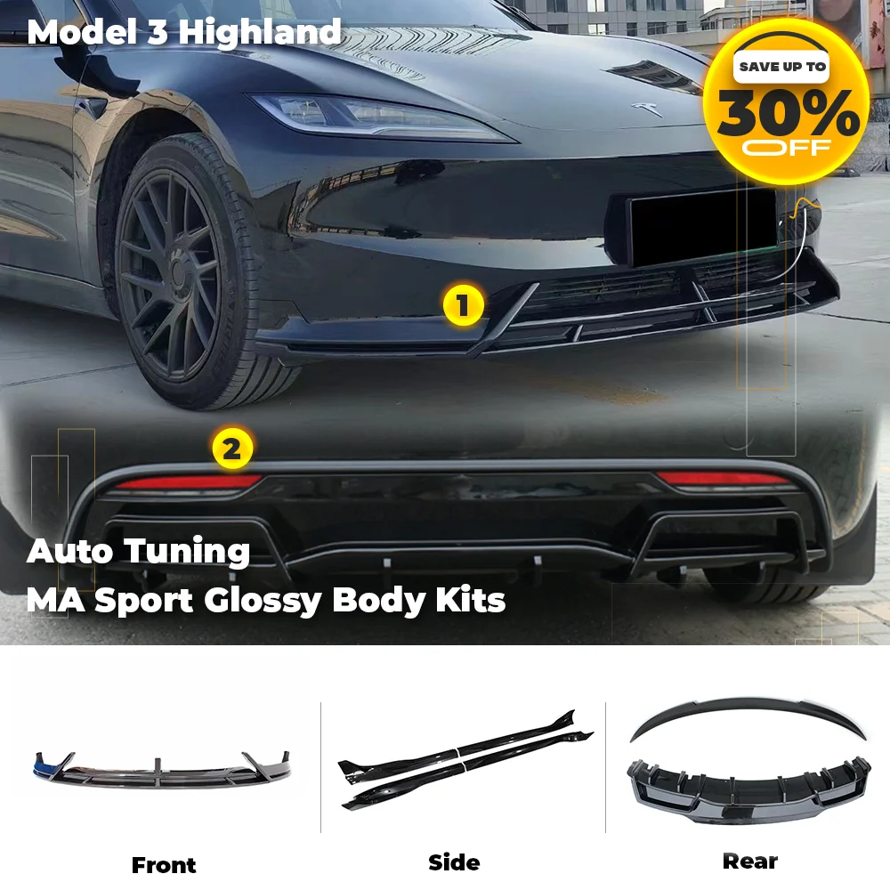 

For Tesla Model 3 Highland 2024 MA Sport BodyKit Front Lip Side Skirt Rear Spoiler Diffuser Tuning 2023 Exterior Auto Accesories