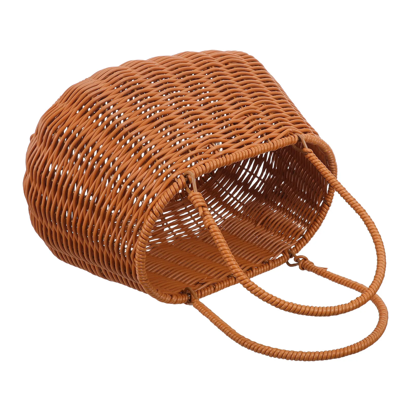 Woven Storage Basket for Outdoor Families to Keep Picnic Essentials Together, 1-Piece Brown PP and Iron Basket with Handle