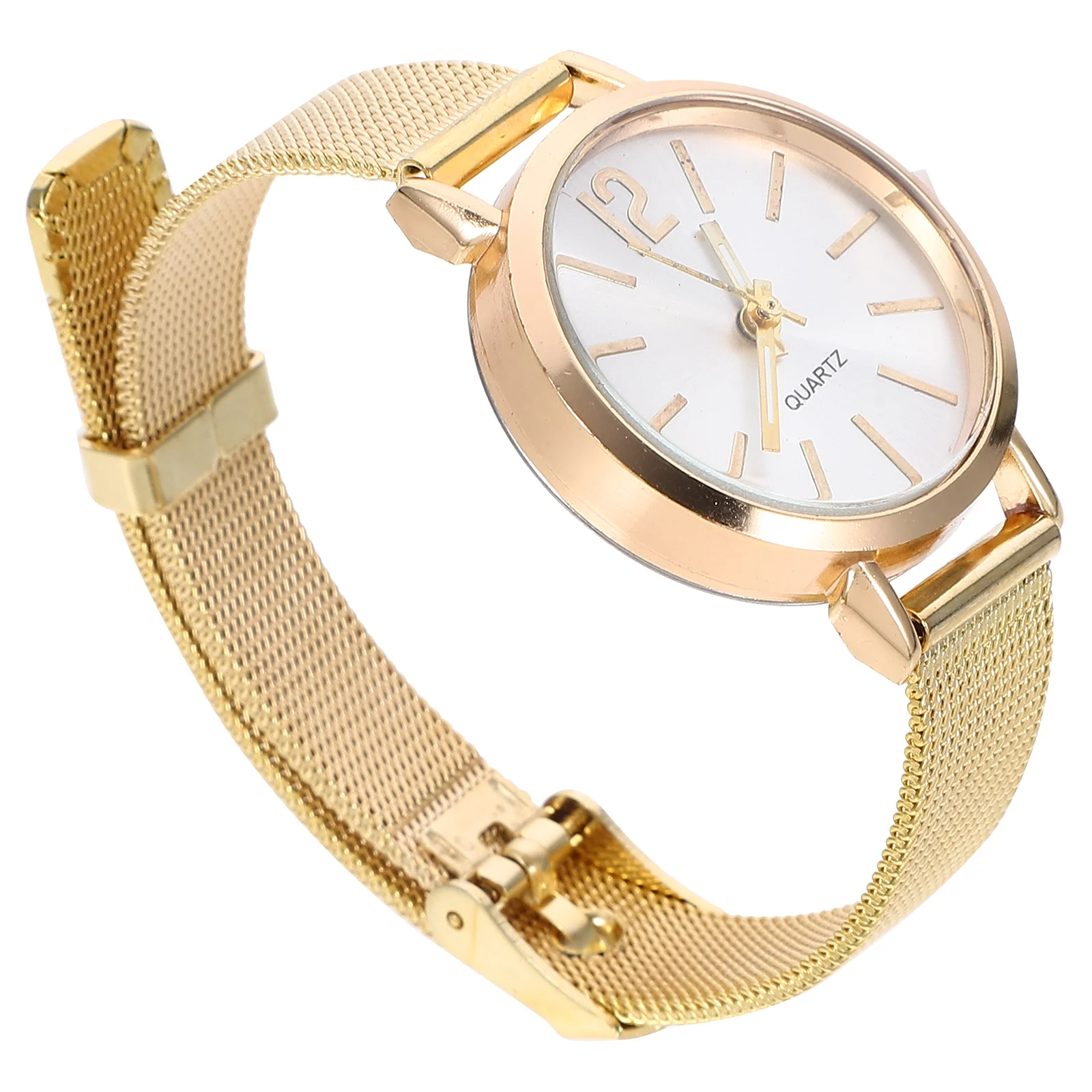 Fashion Women Watch Brand Luxury Mesh Belt Band Creative Quartz Wristwatches Woman Bracelet Wristwatch Femme (Golden)