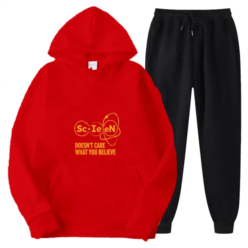 مجموعة هوديي رمادية + العلوم لا يهتم ما تعتقد النمط والنص المطبوع #6