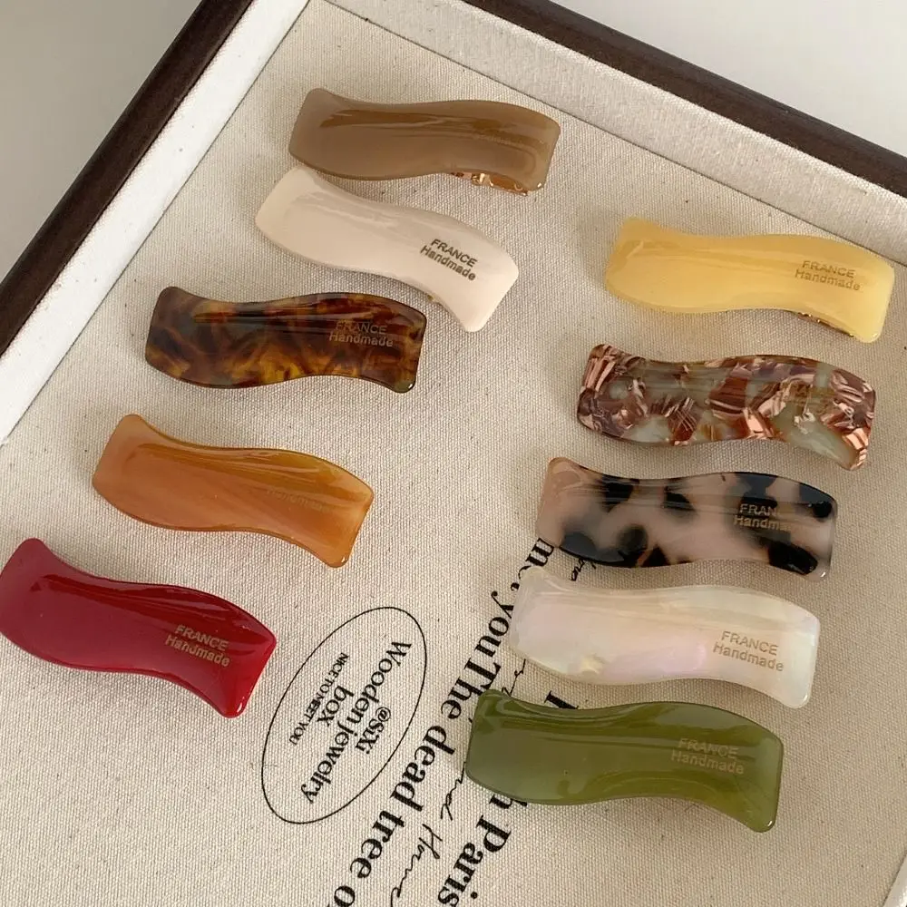 Pinza de pelo ondulada de ácido acético, Clip de flequillo francés acrílico multicolor, diseño de onda, Clip de pico de pato de alta gama, genérico