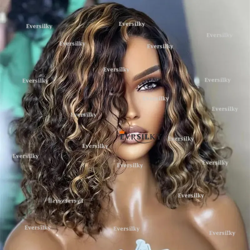 

Highlights Blonde Women's Wig Brown glueless Human Hair wig Ready to wear Brown Women's 13 x 6 breathable Front Lace HD lace wig