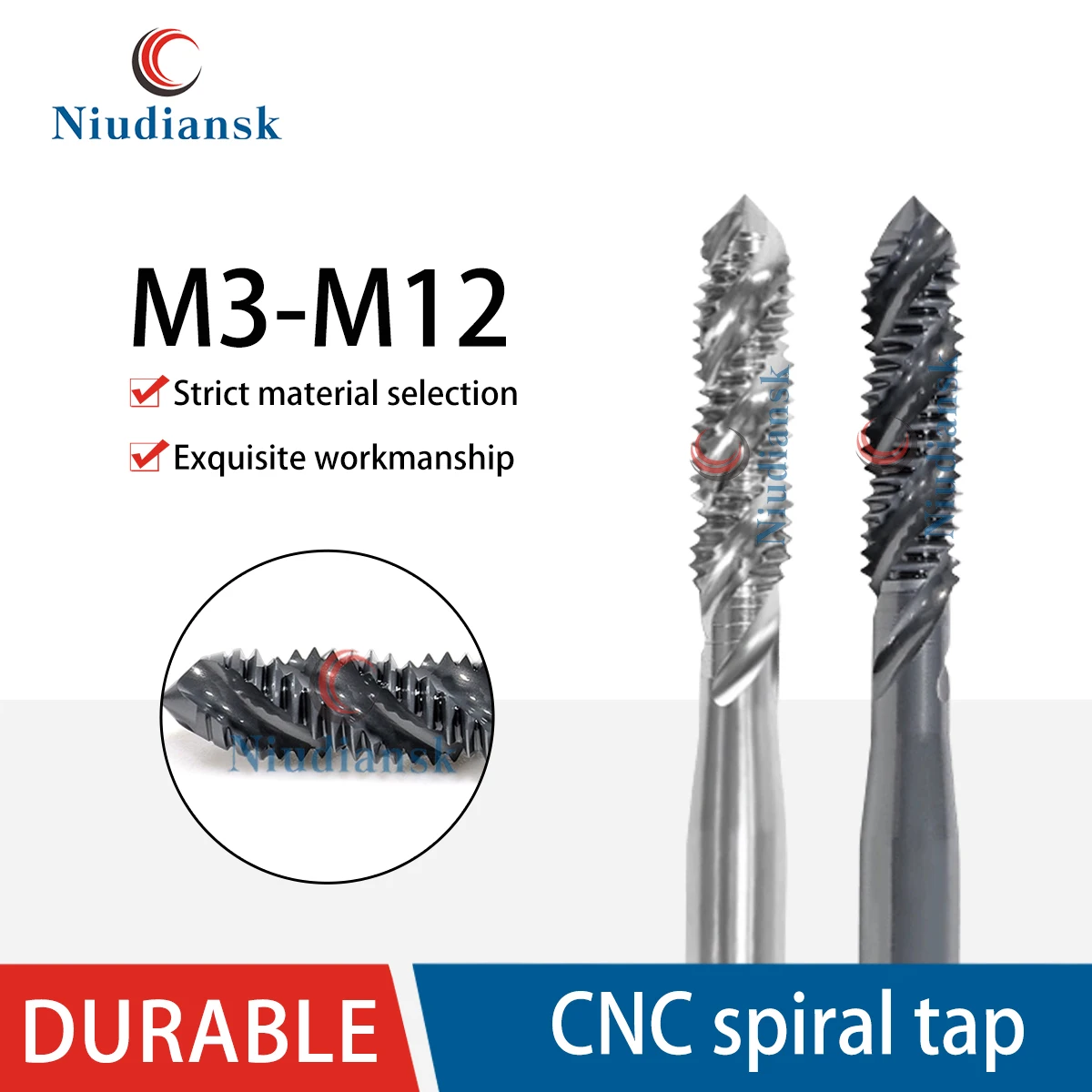 

Токарный станок с ЧПУ Спиральный метчик M3 M4 M5 M6 M8 M10 M12 Обрабатывающий центр с ЧПУ Машинный метчик для специального назначения, используемый для нарезания шелка