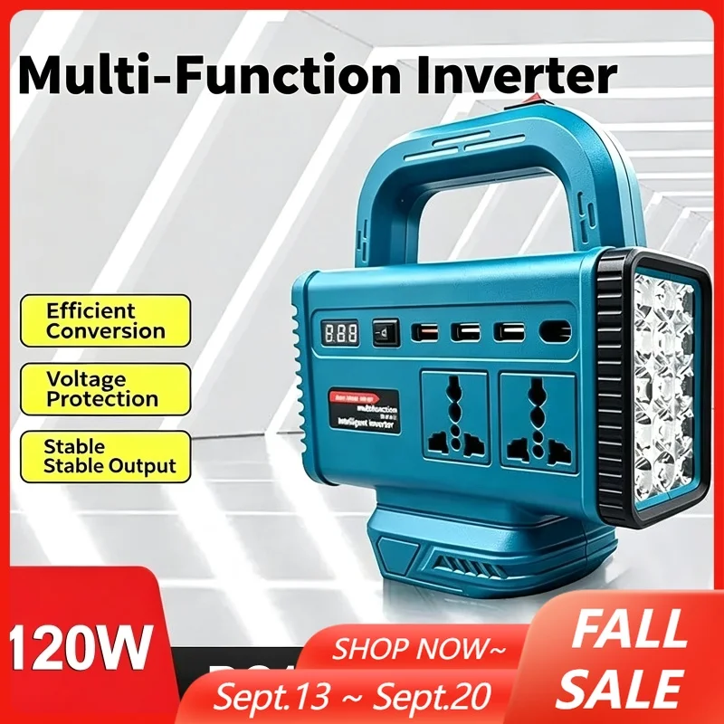 Modified Sine Wave Inverter Handle Portable Converts to 220V AC Voltage Multi-Function Light Emergency Power Station For Makita