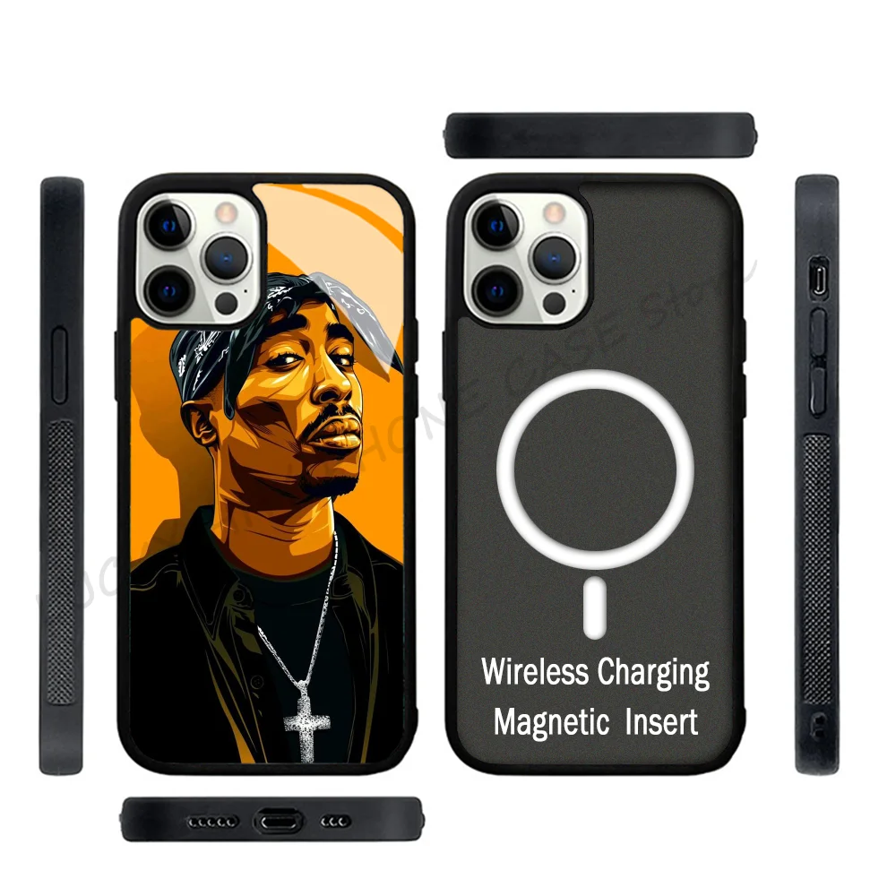 

Rapper Phone Case Strong Magnetic For IPhone 15 14 13 Pro Max 11 12 Mini 2pac Singer Tupac For Magsafe